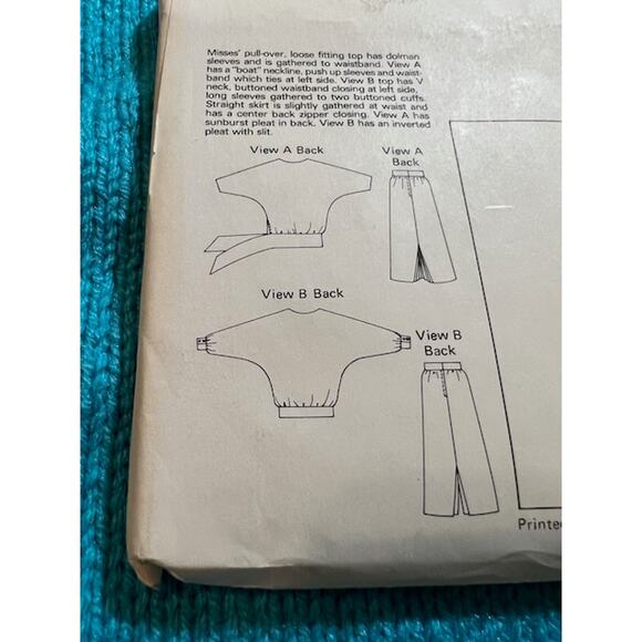 Kwik Sew pattern 1351 dolman top straight skirt 1980s - Picture 4 of 5